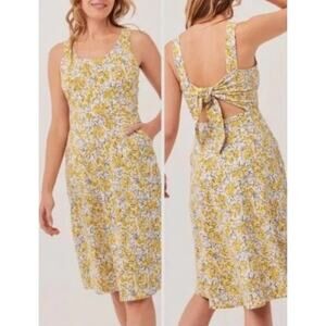 Pact Reverie Yellow Floral Sleeveless Jolene Tie Back Midi Sundress Size XL